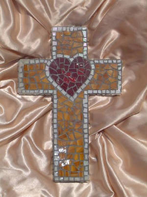 Mosaic Cross ~ Medium Tan Heart
