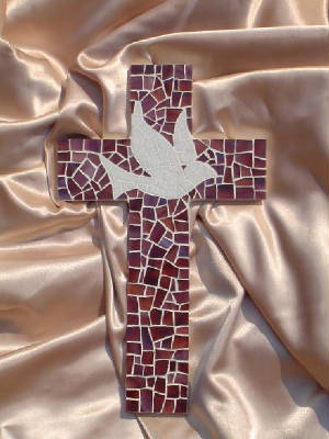 Mosaic Cross ~ Dove in Flight Purple