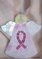 Mosaic Angel ~ Breast Cancer Pink Ribbon