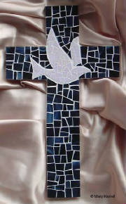 Mosaic Cross ~ Dove on Navy
