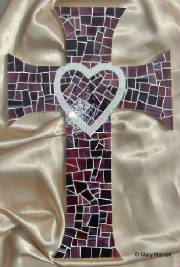 Mosaic Cross ~ Deep Purple Flared Heart
