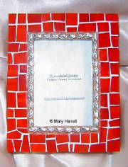 Mosaic Picture Frame ~ Red with Silver Beads