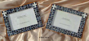 Mosaic Picture Frame ~ Baptism Crosses on Navy