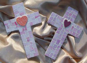 Mosaic Crosses ~ Light Pink Hearts
