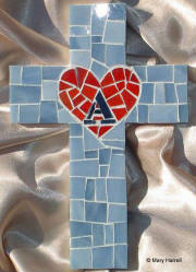 Mosaic Cross ~ Personalized "A" Heart
