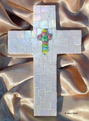 Mosaic Cross ~ Millefiore Fused Glass Cross
