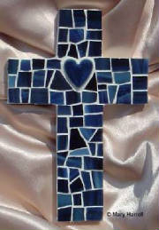 Mosaic Cross ~ Navy Heart