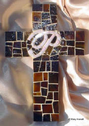 Mosaic Cross~Personalized Script "P" on Chocolate