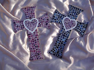 Medium Mosaic Crosses ~ Flared Hearts
