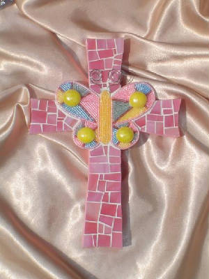 Mosaic Cross ~ Beaded Butterfly
