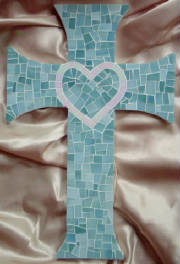 Mosaic Cross ~ Sage Flared Heart