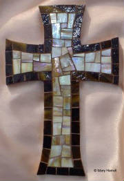 Mosaic Cross ~ Flared Chocolate & Beige Iridescent