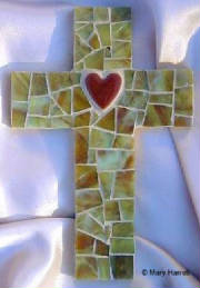 Mosaic Cross ~ Tan Heart